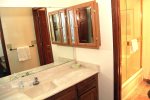 Mammoth Lakes Vacation Rental Sunrise 47 - Downstairs Bathroom with Seperate Sink and Shower Areas